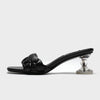 Square head open-toed faux leather braided sandals couture coarse crystal heel fashion women shoes comfortable