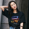 Kpop stars Jennie Lisa starry sky in Paris digital print loose fit T-shirt Korea style