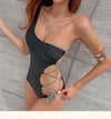 Backless single shoulder backless sexy bandage spaghetti swimsuit bathing suit women monokini bikini