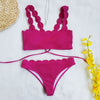 6-Farben Damen Jakobsmuschel Trim Schnitt Blume 2 Stück Badebekleidung Split Badeanzug sexy Bikini schwimmen waten w63