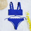 6-color ladies scallop trim cut flower 2 piece swimwear split swimsuit sexy bikini swimming wading w63