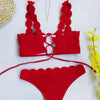 6-Farben Damen Jakobsmuschel Trim Schnitt Blume 2 Stück Badebekleidung Split Badeanzug sexy Bikini schwimmen waten w63