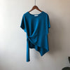2022 asymmetric top designer pleated cotton tee design women casual ruched t-shirt pullover