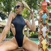 2020 One Piece Monokini Bikini Neckholder Bikini Solid Reflective Color Snake Pattern Badeanzug