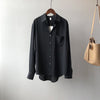 2022 new chic solid color blouse simple temperament long sleeve lapel shirt for women