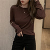 basic solid color modal Tee Shirt Top for women autumn 2021 round neck elastic T-shirt