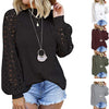 Popular lace long lantern sleeve round neck splicing design loose outfit women pullover top