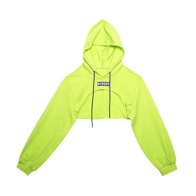 Hip hop short hoodie hooded balero loose fit cape coat cropped sweatshirt tee streetwear