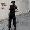 Gothic hip hop cargo pants bondage straps chain loose bf ripped trousers trendy streetwear for women 6192
