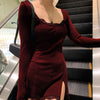 New spring and summer lace split hem sexy dress hip tight wrap skirt