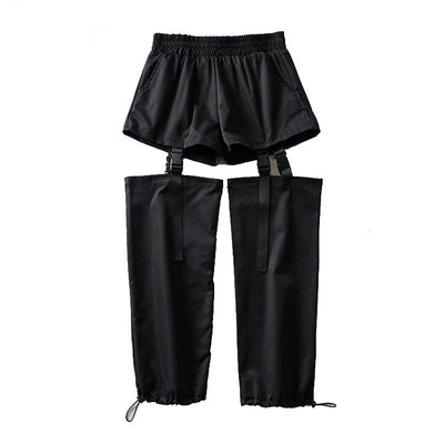 Street hipster rock style baggy buckle casual cargo pants loose fit detachable shorts streetwear