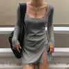 New spring and summer lace split hem sexy dress hip tight wrap skirt