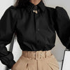 Designer 2021 leather bubble sleeves long-sleeved top shirt cardigan for Femme