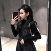 2021 Winter Tunica for Women High Waist Dark Gothic Style Skirt with Sweater two piece set