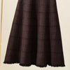 2022 Long Knitted Skirt Woolen Dress Tassels Hem Plaid High Waist Skater Warm Knitwear for Women