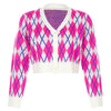 Autumn 2021 European fashion argyle cherry embroidery vest cardigan sweater outfit