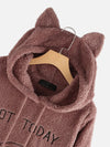 Double-sided fleece kawaii lazy kitten cat ear hooded loose oversize sweater jacket hoodie