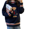 Teddybär gestreifter Pullover Wollpullover Weste Kawaii Strickwaren Student Style für Herbst und Winter