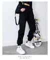 Gothic multi-pockets bandages rings with chains overalls hip hop straight tube loose BF Harem cargo pants OOTD