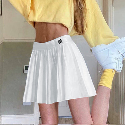 College Style Street Fashion Bestickter Buchstabenfaltenrock für Frauensport und Tennis