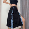 2021 new fashion leopard print sexy split slim long skirt splicing design dress