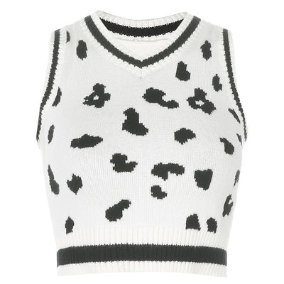 Sexy Wool Cami Crop Top Vest Milk Cow Knitting Outfit Knitwear Sweater 6672