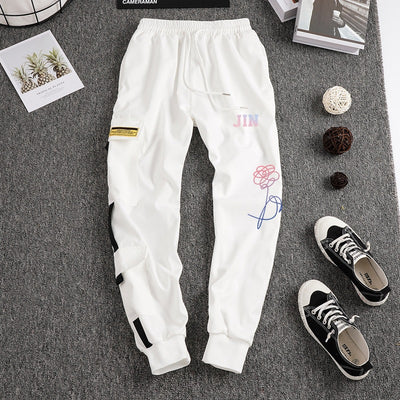 Kpop casual pants cargo pants overalls LOVEYOURSELF loose fit trousers hip hop style