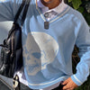 2021 European Gothic College Sweatshirt V-neck skull print loose fit waistcoat vest top knitwear