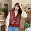 2021 spring autumn new retro vintage sweater vest top blouse loose outfit cardigan combination