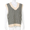 Europe and the United States thousands bird pattern knitwear loose sleeveless plaid vest cardigan woolen top