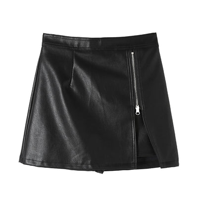 PU Leather Skirt high waist double layer A-line skirt double layer SN0136