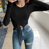 New 2021 women solid color draw string irregular pleated tight wide sleeve top blouse