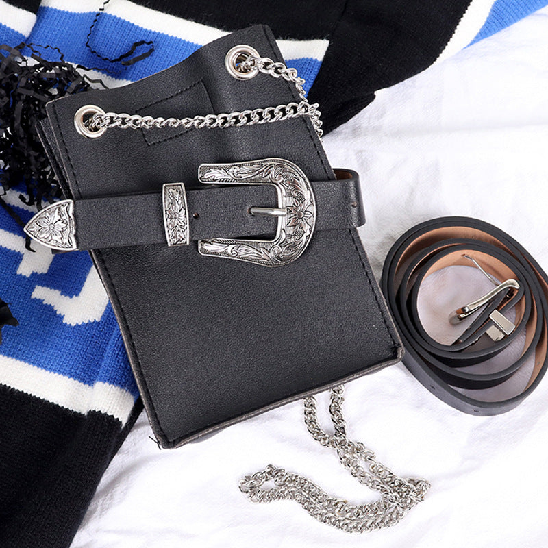2022 All Seasons Bloggers Instashop detached Belt Mobile Phone Leather HandBag and Purse with Antique Deco