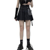 Hanging bag and belt Girl Worker Cosplay high waist pleated skirt cool dark with pocket