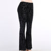 Dark autumn and winter Croesus bell flared trousers suede embossed prints casual wide-leg pants for gothic girls