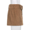 Retro vintage corduroy A-line skirt hip tight skirt with belt chic sexy streetwear for spice girls