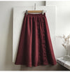 2021 winter long corduroy skirt agaric placket fluffy umbrella skater dress ruffles trim agaric edge