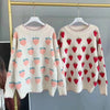 warm sweater pullover knitwear pink peach strawberry 2021 loose fit outfit women top