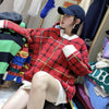 2021 Christmas Seasonal Loose Fit Knitwear Plaid Urban Leisure Sweater Checkered Pullover
