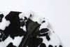 New black white polka-dot milk cow print furry cardigan crop top jacket coat loose fit blazer for women