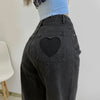 2022 gradient color high waist loose casual straight jeans denim pants with heart shaped deco