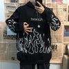 flame print harajuku hoodie plus size sweatshirt women korean bf style streetwear pullover