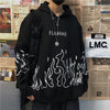 flame print harajuku hoodie plus size sweatshirt women korean bf style streetwear pullover