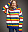 3D-Schnitt Regenbogenstreifen Pullover Kpop locker geschnitten Strickwaren Urban Leisure Striped Sweater Einheitsgröße