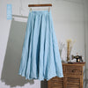 Women Femme Artistical Large cotton and Linen Swinging Skirt with Elastic Waist Lengthy Bust Skirt 2 Layers