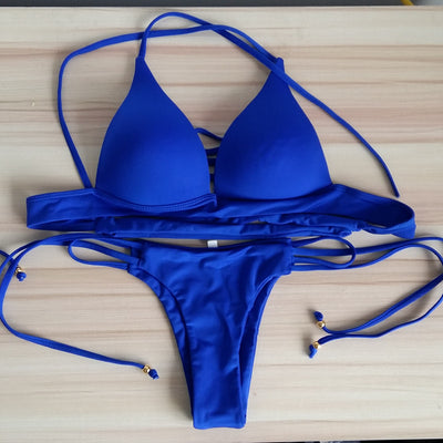 sexy straps split swimsuit ladies bikini swimwear 3D cup 7025
