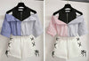 2 pieces Top and pants set combination Sweet Korean off shoulder Summer Kawaii Girls Style