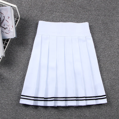 Japanese Pleated Skirt Kawaii Cosplay Macaron Color High Waist skirt with safty pants JK Style for Girls 2288