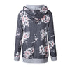 2020 Autumn WInter Hooded Floral Print Slim Fit Sweater Hoodie Pullover Top Coat with pocket