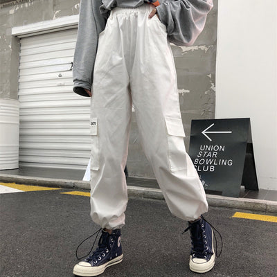 2022 Blogger harajuku streetwear drawstring cuff cargo pants for boys and girls overalls